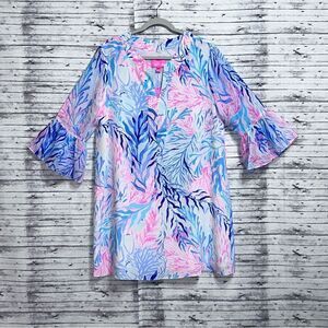 Lilly Pulitzer Eleanora Silk Dress Kaleidoscope Coral